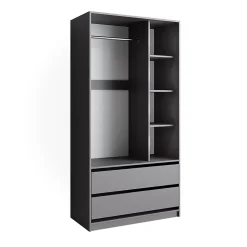 Vicco Armoire pour enfants Anthracite 100x200cm avec 2 tiroirs