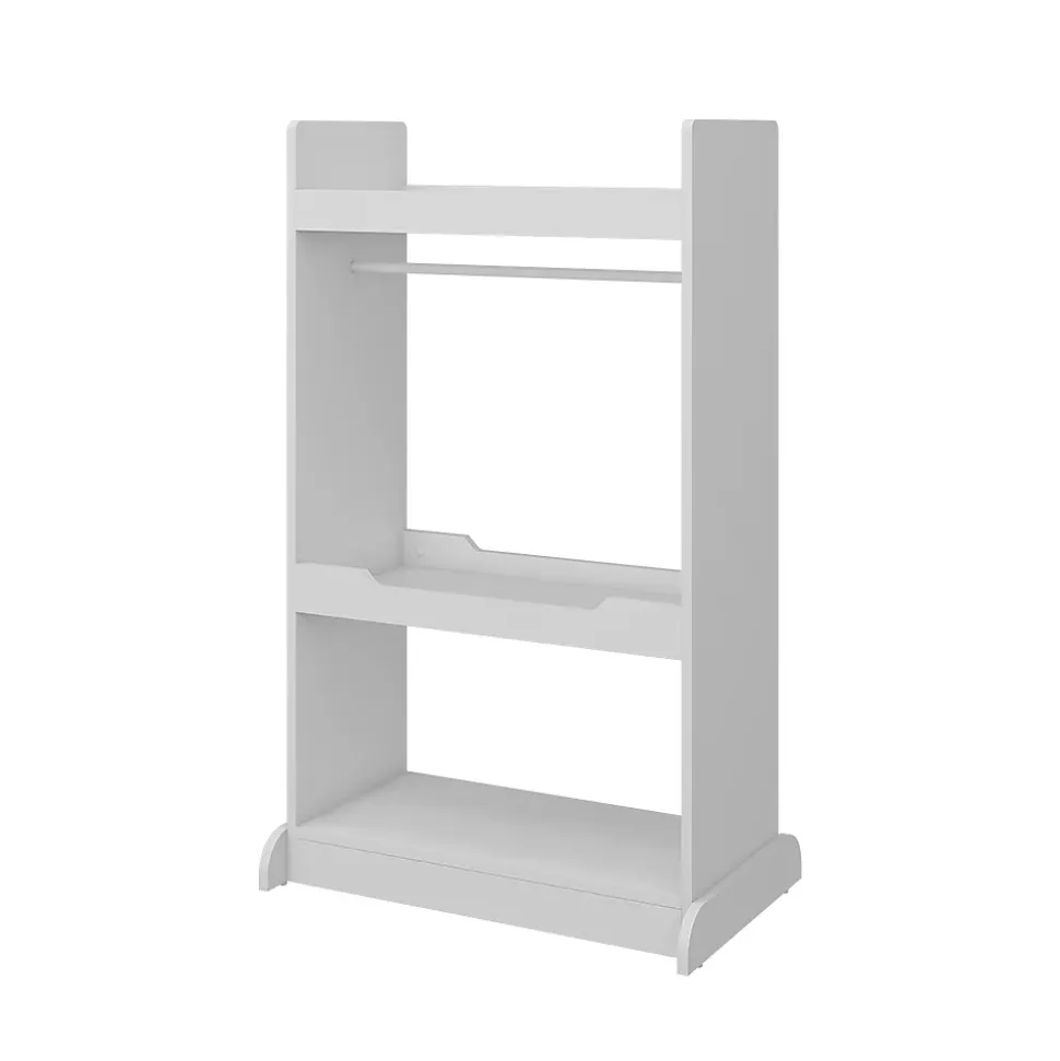 Vicco Armoire pour enfants Blanc 67x110cm avec barre de suspension et boutons en bois