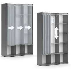 Vicco Armoire pour enfants Gris 38x178.1cm avec tringle à rideaux