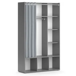 Vicco Armoire pour enfants Gris 38x178.1cm avec tringle à rideaux