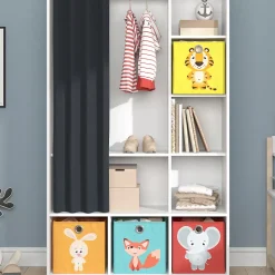 Vicco Armoire pour enfants Blanc 38x178.1cm Avec boîtes pliantes (multicolores)
