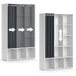 Vicco Armoire pour enfants Blanc 105.8x178.1cm avec tringle à rideaux