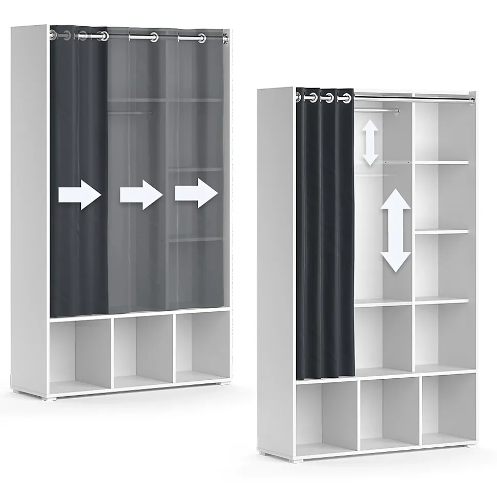 Vicco Armoire pour enfants Blanc 105.8x178.1cm avec tringle à rideaux