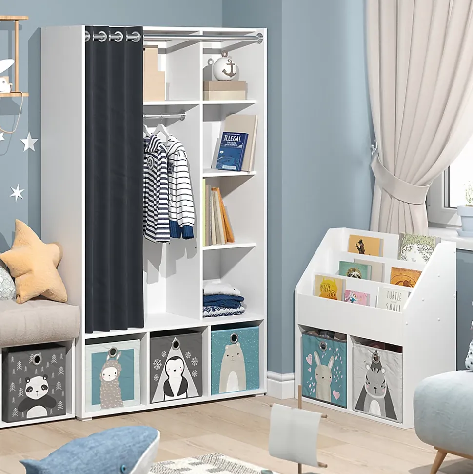 Vicco Armoire pour enfants Blanc 105.8x178.1cm avec tringle à rideaux