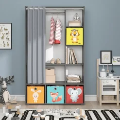 Vicco Armoire pour enfants Gris 38x178.1cm Avec boîtes pliantes (multicolores)