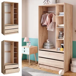 Vicco Armoire pour enfants Sonoma 100x200cm avec 2 tiroirs
