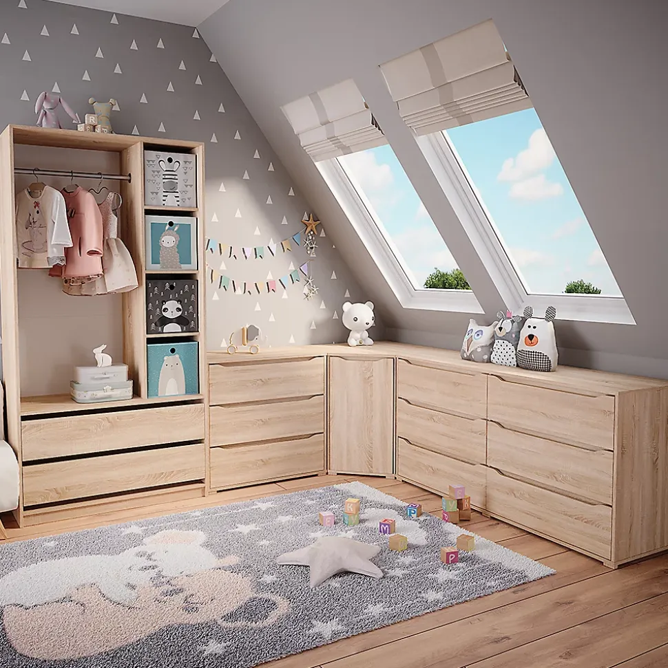 Vicco Armoire pour enfants Sonoma 100x200cm avec 2 tiroirs