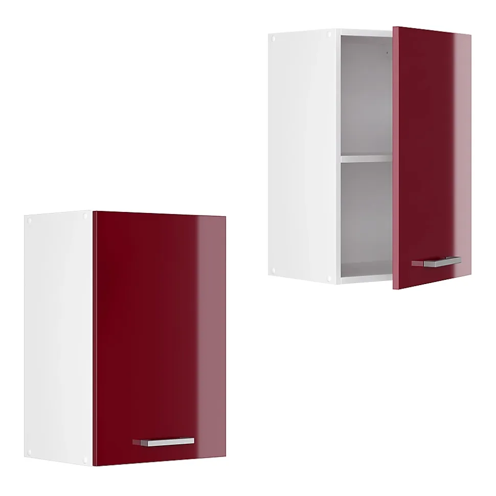 Vicco Armoire suspendue universelle Rouge bordeaux Haute brillance 40cm avec étagères ouvertes