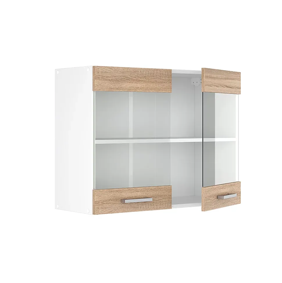 Vicco Armoire suspendue universelle Sonoma 80cm avec portes vitrées