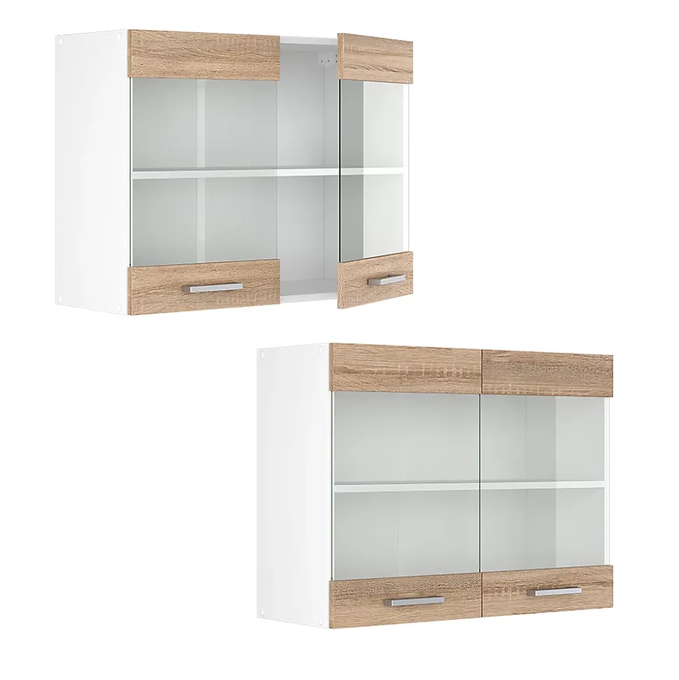 Vicco Armoire suspendue universelle Sonoma 80cm avec portes vitrées