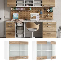 Vicco Armoire suspendue universelle Sonoma 80cm avec portes vitrées