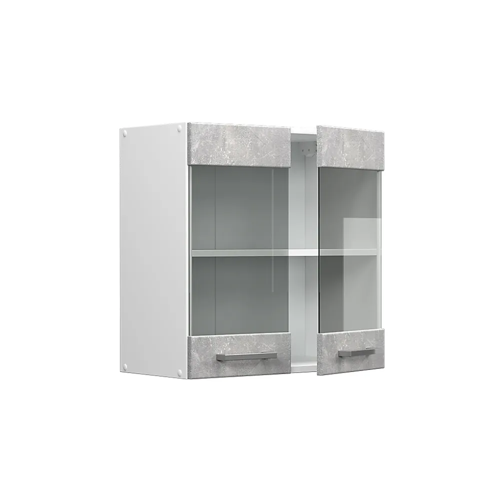 Vicco Armoire suspendue universelle Béton 60cm avec portes vitrées