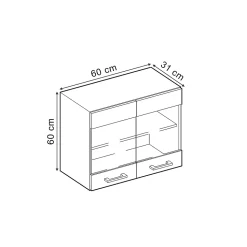 Vicco Armoire suspendue universelle Bleu-gris 60cm avec portes vitrées