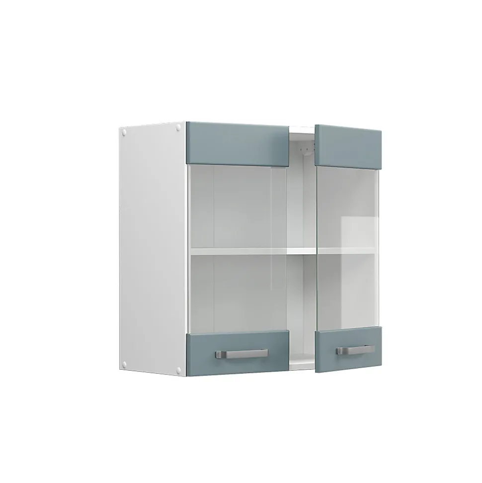 Vicco Armoire suspendue universelle Bleu-gris 60cm avec portes vitrées