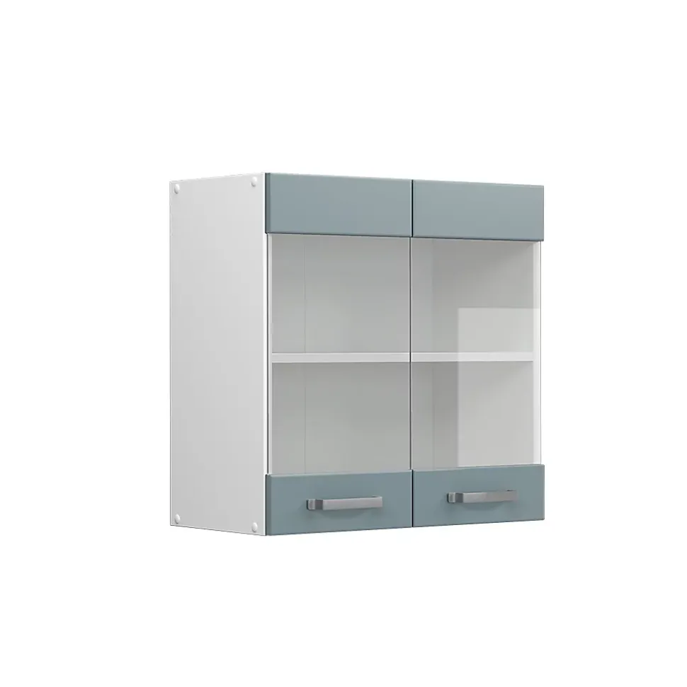 Vicco Armoire suspendue universelle Bleu-gris 60cm avec portes vitrées