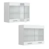 Vicco Armoire suspendue universelle Blanc Haute brillance 80cm avec portes vitrées