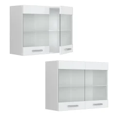 Vicco Armoire suspendue universelle Blanc Haute brillance 80cm avec portes vitrées