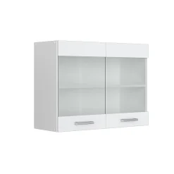 Vicco Armoire suspendue universelle Blanc Haute brillance 80cm avec portes vitrées