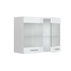Vicco Armoire suspendue universelle Blanc Haute brillance 80cm avec portes vitrées
