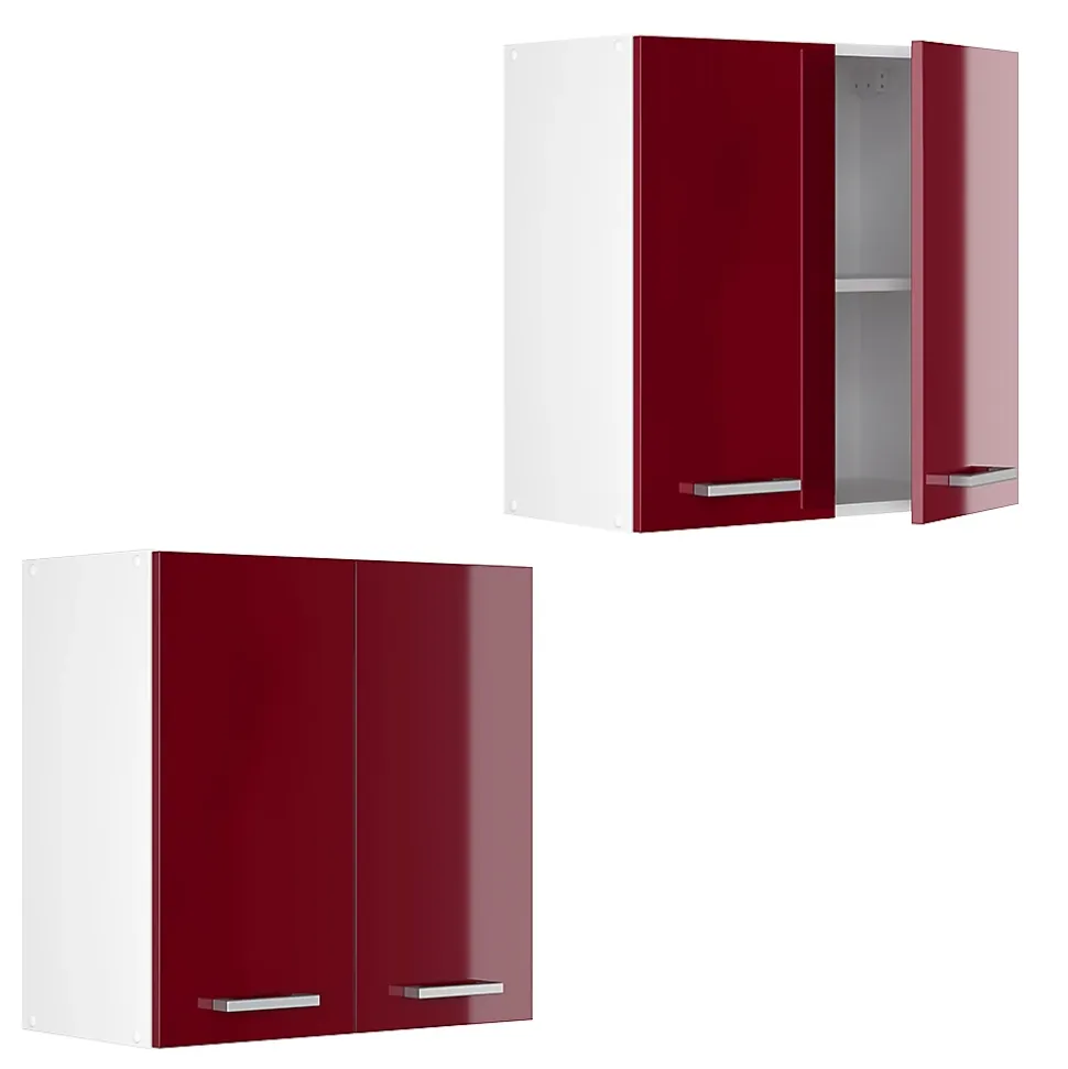 Vicco Armoire suspendue universelle Rouge bordeaux Haute brillance 60cm avec portes