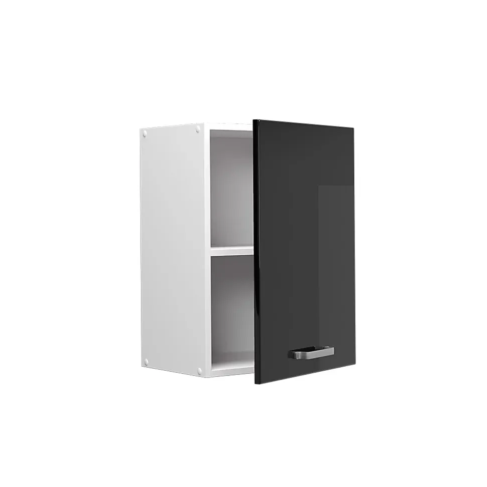 Vicco Armoire suspendue universelle Noir Haute brillance 45cm avec porte