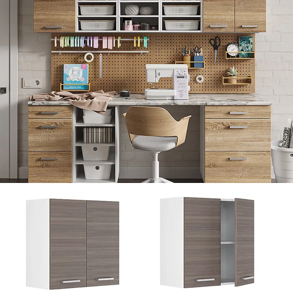 Vicco Armoire suspendue universelle Gris 60cm avec portes