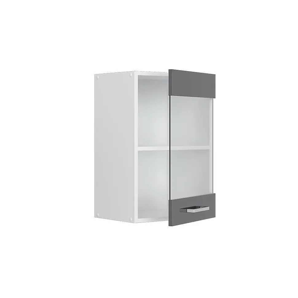 Vicco Armoire suspendue universelle Anthracite Haute brillance 40cm avec porte vitrée
