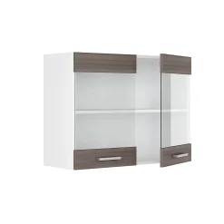 Vicco Armoire suspendue universelle Gris 80cm avec portes vitrées