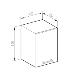 Vicco Armoire suspendue universelle Anthracite Haute brillance 30cm avec porte