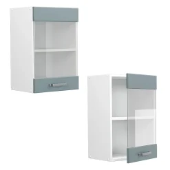 Vicco Armoire suspendue universelle Bleu-gris 40cm avec porte vitrée