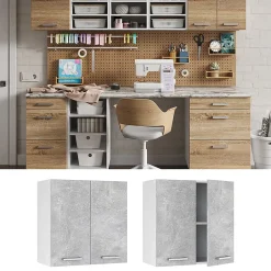 Vicco Armoire suspendue universelle Béton 60cm avec portes