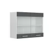Vicco Armoire suspendue universelle Anthracite Haute brillance 80cm avec portes vitrées