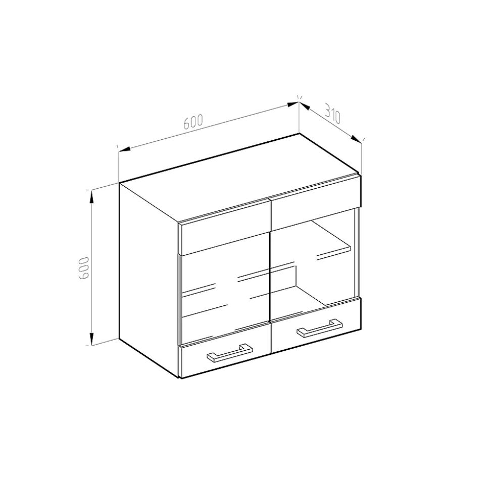 Vicco Armoire suspendue universelle Sonoma 60cm avec portes vitrées