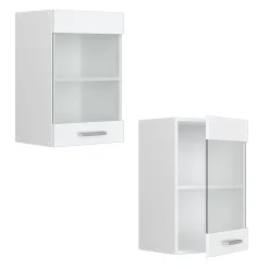 Vicco Armoire suspendue universelle Blanc Haute brillance 40cm avec porte vitrée