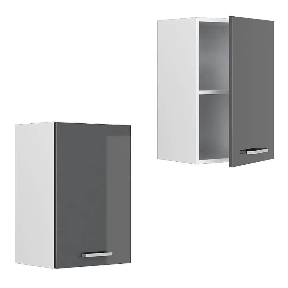 Vicco Armoire suspendue universelle Anthracite Haute brillance 40cm avec étagères ouvertes
