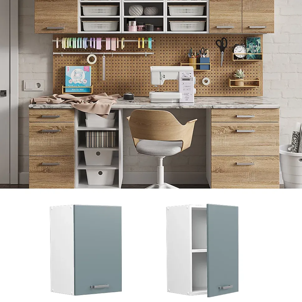 Vicco Armoire suspendue universelle Bleu-gris 40cm avec étagères ouvertes