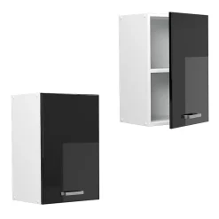 Vicco Armoire suspendue universelle Noir Haute brillance 40cm avec étagères ouvertes