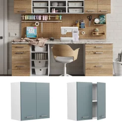 Vicco Armoire suspendue universelle Bleu-gris 60cm avec portes