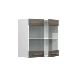 Vicco Armoire suspendue universelle Gris 60cm avec portes vitrées