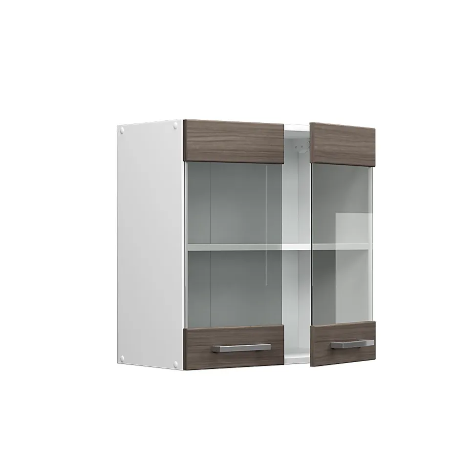 Vicco Armoire suspendue universelle Gris 60cm avec portes vitrées