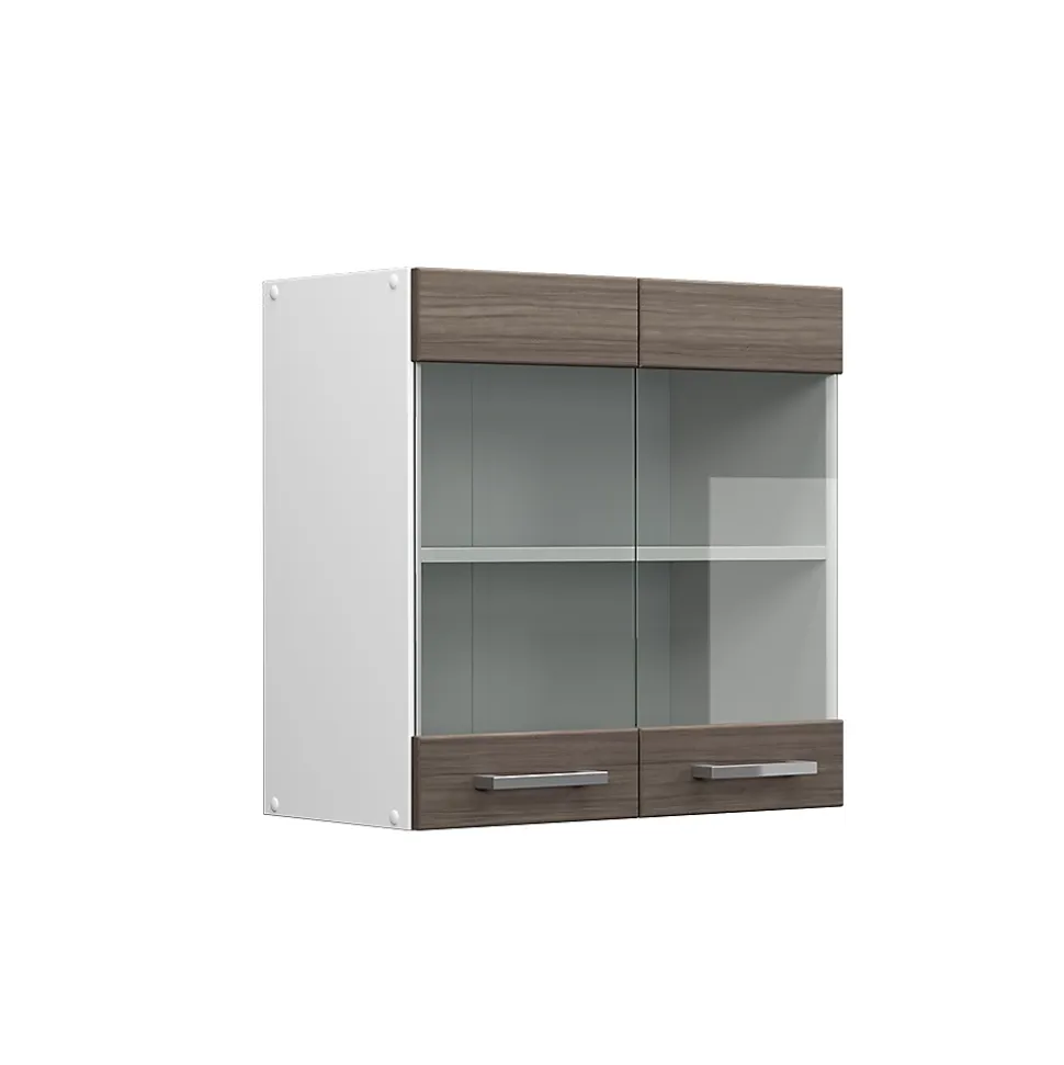 Vicco Armoire suspendue universelle Gris 60cm avec portes vitrées