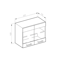 Vicco Armoire suspendue universelle Gris 60cm avec portes vitrées