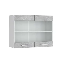 Vicco Armoire suspendue universelle Béton 80cm avec portes vitrées