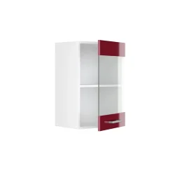 Vicco Armoire suspendue universelle Rouge bordeaux Haute brillance 40cm avec porte vitrée