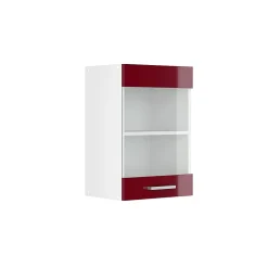 Vicco Armoire suspendue universelle Rouge bordeaux Haute brillance 40cm avec porte vitrée
