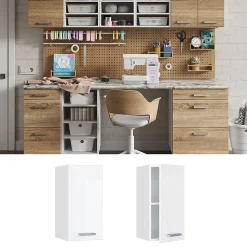 Vicco Armoire suspendue universelle Blanc Haute brillance 30cm avec porte