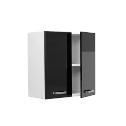Vicco Armoire suspendue universelle Noir Haute brillance 60cm avec portes
