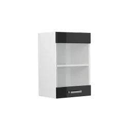 Vicco Armoire suspendue universelle Noir Haute brillance 40cm avec porte vitrée