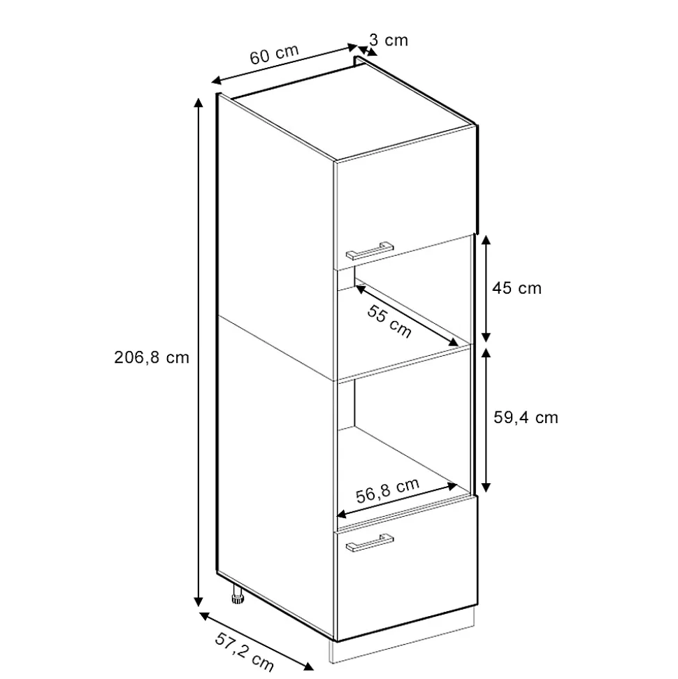 Vicco Armoire universelle Béton 60cm avec étagères ouvertes, et portes