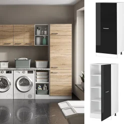 Vicco Armoire universelle Noir Haute brillance 60cm avec étagères ouvertes, et porte